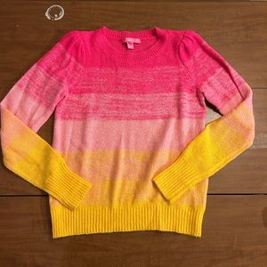 Lily Pulitzer womens pink orange sweater ruffle shoulder size XS